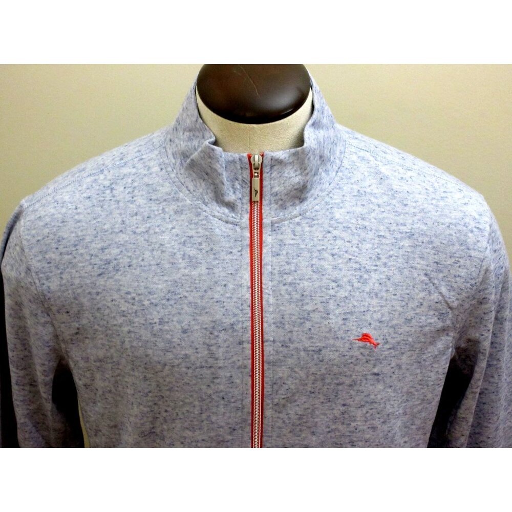 Tommy Bahama Men's Full Zip Mock Neck Track Jacket Heather Blue Marlin NWT - Picture 4 of 9